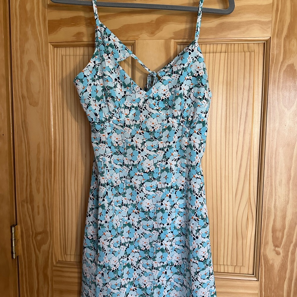 SHEIN Blue and White Sleeveless Mini Sundress